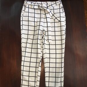 Shein white grid pattern pants size small